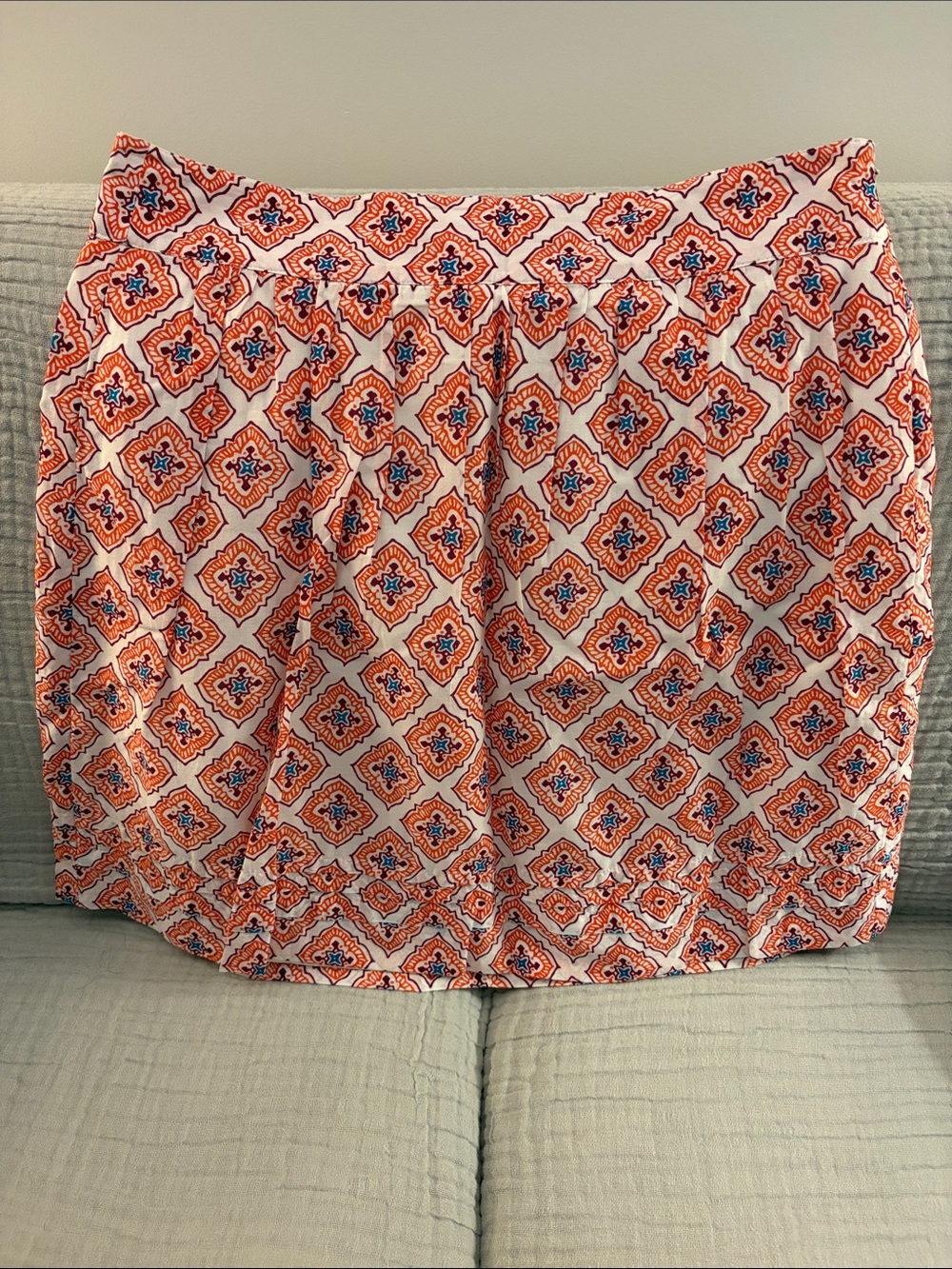 LOFT Orange and White Geometric petite skirt